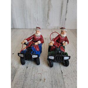 Rustic four-wheeler Santa claus ornament Xmas set decor outdoor